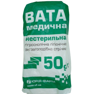 Вата медична гігроскопічна нестерильна зиг-заг 50 г Юрія-фарм